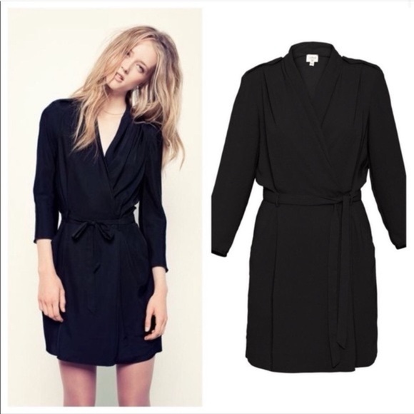 Aritzia Wilfred black Franca wrap dress - size 0 (XS) - Picture 2 of 7